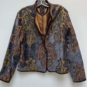 Khangura reversible brocade jacket with brown velvet trim. NWT. Size XL